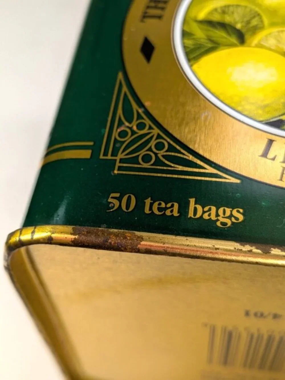 Vintage British Tea Metal Tins Collection 2pc Green & Gold Farmhouse Kitchen